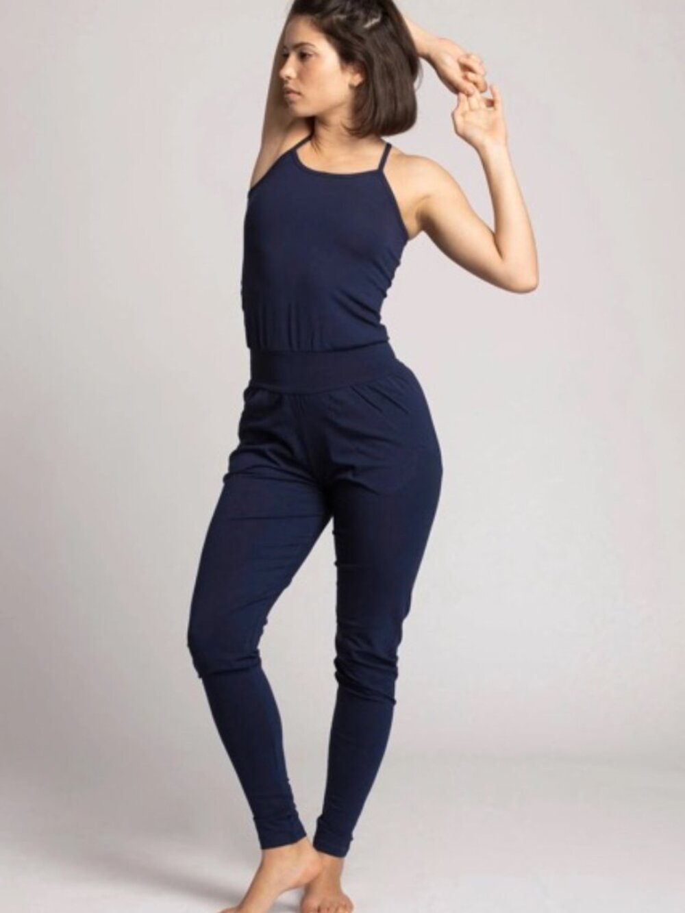 Navy Ripple Yogawear Jumpsuit Jogger Size M - Picture 9 of 9